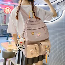 ins school bag female Han version original juku uzzang elementary school junior high school high school high capacity canvas double shoulder bag