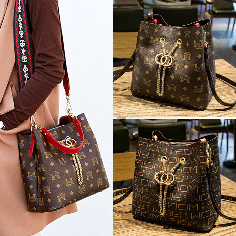 ITSK women's bag 2021 new tide single shoulder diagramidal satchel bag women fashion 100 hitch senior feel old flower bucket bag