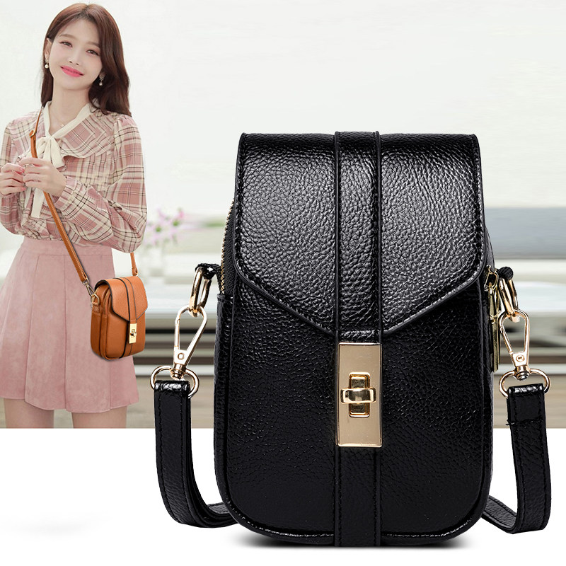 Anti-theft lock coin purse female 2021 new wild crossbody mini mobile phone bag fashion shoulder multi-layer mobile phone bag