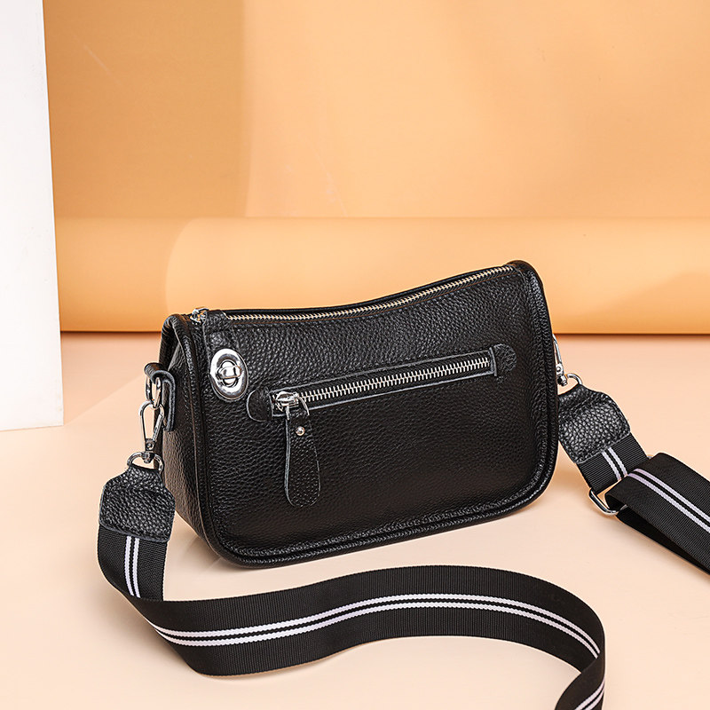 Head-layer cow leather genuine leather saddle bag 2022 new Korean version minimalist inclined shoulder bag Fashion 100 lap width shoulder strap Single shoulder bag