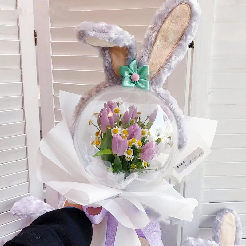 Flowers Packaging Sweet Bubble Ball Transparent Acrylic Popo Balls Small Red Flowers Hair Stirrup Rose Bouquet Decorative material