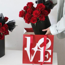 Flower box flower box square leather handbag rose bouquet handbag flower gift bag flower material