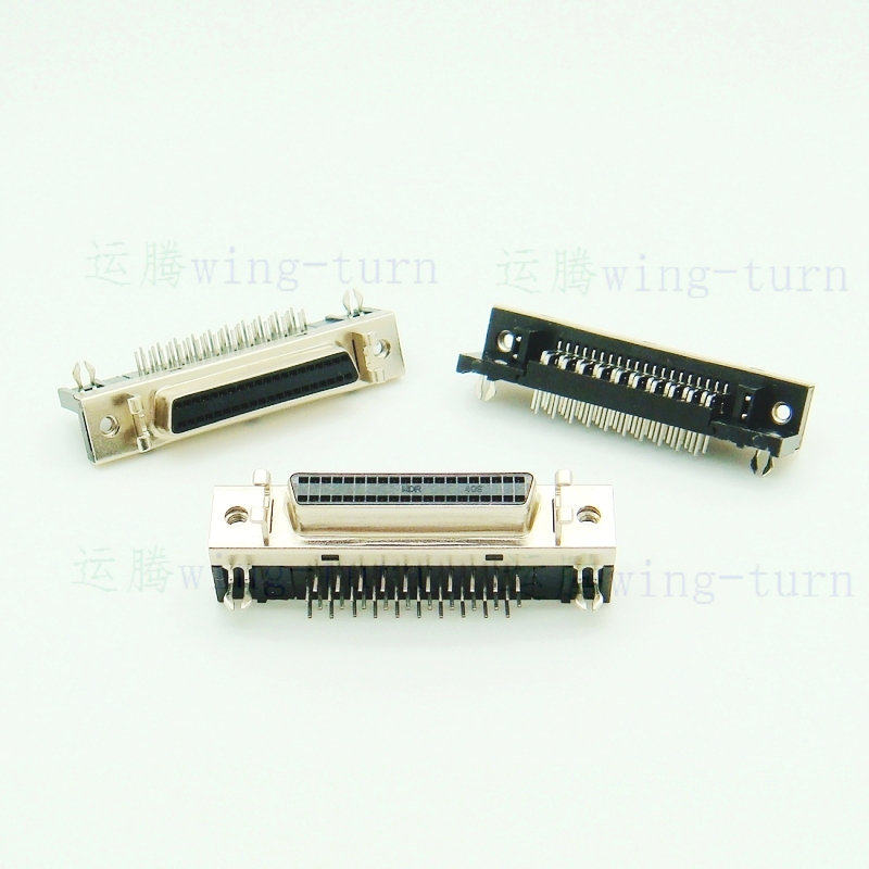 Yunteng MDR40FL-90 SCSI connector HPDB40 female 40-core curved plug female PCB board card small black clip