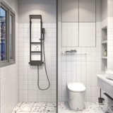 Северная керамическая мозаичная плитка черно -белая серая решетка кирпич ванная комната ванная комната балкон -балкон -ресторан против стеновой плитки