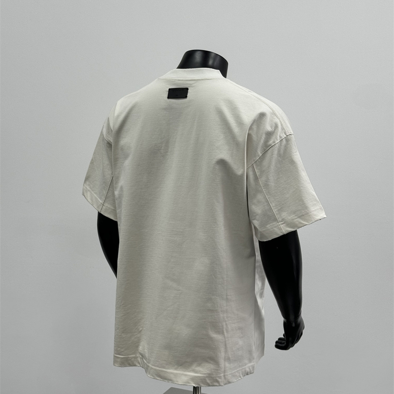 2026 Summer New American Style Trendy Brand T-Shirt Round Neck Embossed Letter Logo Short-Sleeve Top Gray and White T-Shirt for Men