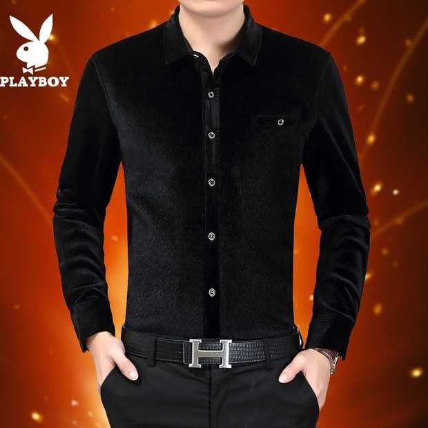 Trung áo tay áo ve áo màu rắn cộng với nhung nam trung niên giả lông chồn lông ấm áo bố áo sơ mi trắng tay ngắn