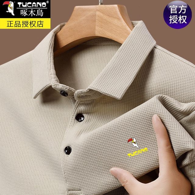 Woodpecker Dad Lapel Men's POLO Shirt Spring and Autumn T-Shirt Long Sleeve 2024 New Casual Basement Shirt