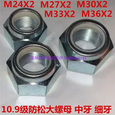 Thin medium 2 teeth 10 9 grade high strength nylon anti-loose slip nut cap hexagon large self-locking M24M27M30M33M3642
