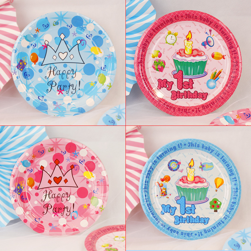 Disposable dessert paste plate cake dish thickening party children's cartoon birthday party decoration tableware