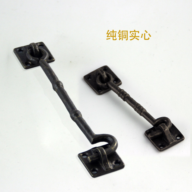 Add coarse Ming clear old window wind hook antique pure copper window hook doors and windows Five gold accessories windproof buckle window seduces black-Taobao