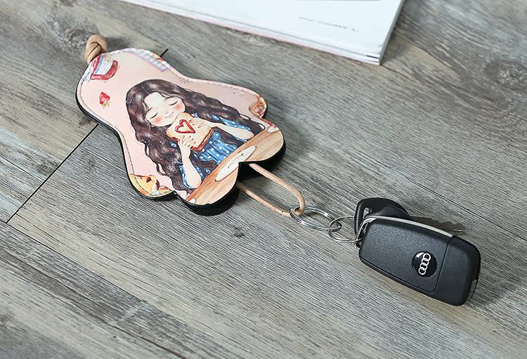 Túi chìa khóa mini đa chức năng của phụ nữ Hàn Quốc dễ thương vẽ tranh vẽ cá tính sáng tạo bộ chìa khóa xe hơi ví nữ đẹp 