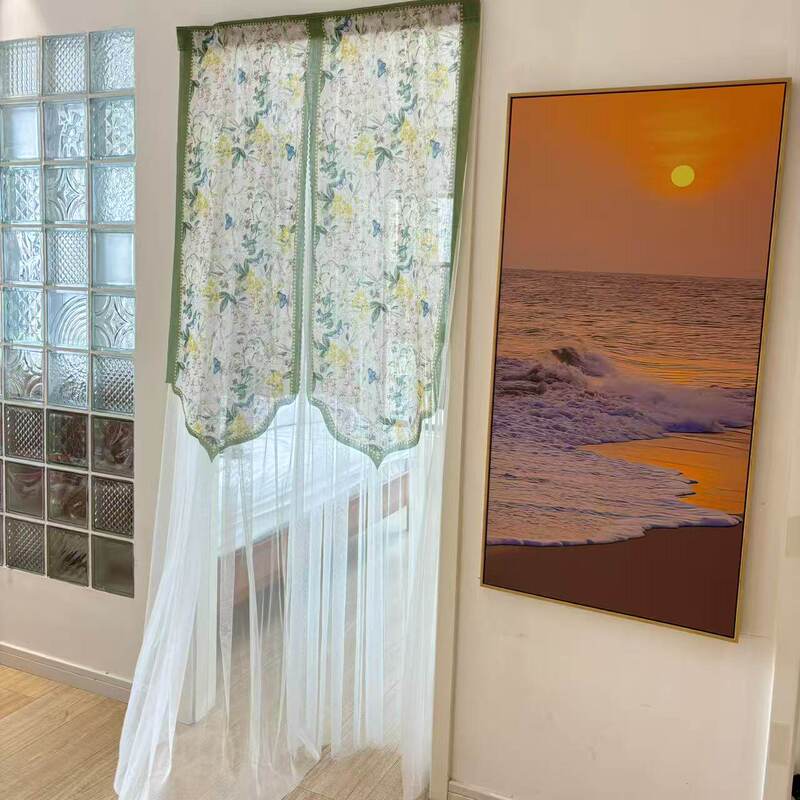 French-Style Door Curtain Partition Curtain, Summer Mosquito-Proof and Privacy Curtain for Home Use in Bedroom and Bathroom, New Semi-Transparent Door Curtain