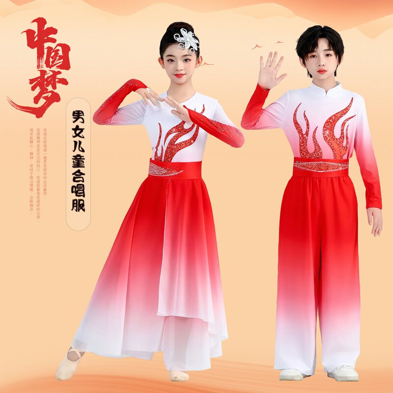 Children's Chorus Costumes for Men and Women, Festive and Elegant Lights, Chinese Style Wanjiang Opening Dance, Classical Dance Costumes Children's Chorus Costumes for Men and Women, Festive and Elegant Lights, Chinese Style Wanjiang Opening Dance, Classical Dance Costumes