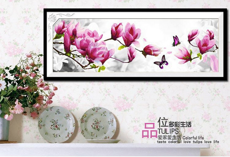 Cross stitch 2019 nhà máy gió mới hoa mộc lan hoa tươi và đơn giản thêu tay khâu vá chương riêng - Công cụ & phụ kiện Cross-stitch mẫu thêu chữ thập