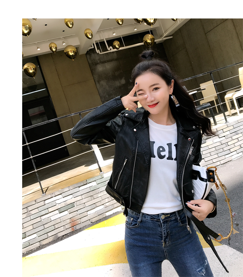 Áo khoác da nữ sang trọng ngắn Hồng Kông gió 2018 xuân hè mới phiên bản Hàn Quốc của chiếc áo khoác da tự nhiên PU tự chế áo khoác da thủy triều áo da dáng dài