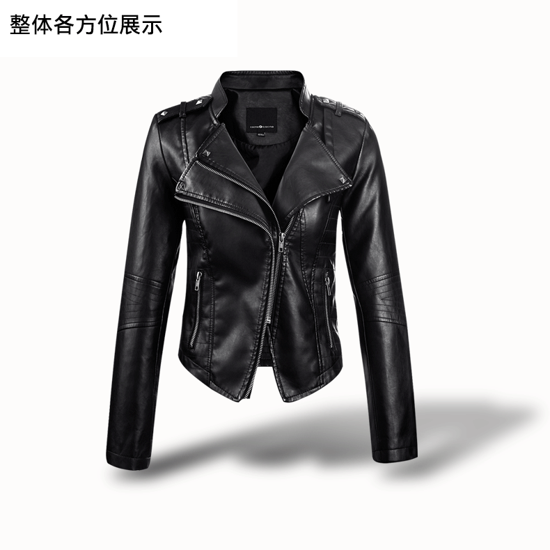 Chic da phụ nữ đoạn ngắn 2018 mùa xuân và mùa thu Hàn Quốc phiên bản của mỏng giảm béo PU hoang dã thường da xe gắn máy áo khoác thủy triều áo da nhung tuyết
