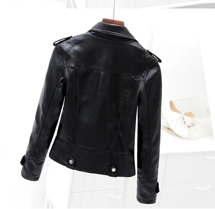 Mùa xuân 2018 ulzzang da nữ ngắn phần xã hội phong cách Harajuku eo cao pu áo khoác mỏng skinny áo khoác thủy triều áo da cừu nhập khẩu