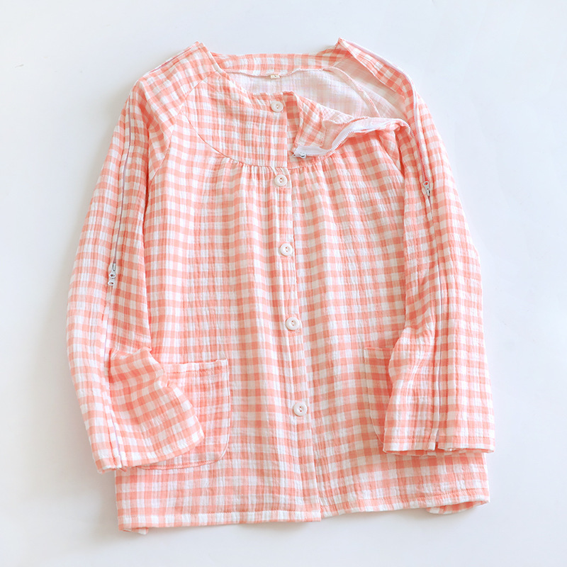 Spring and Autumn Nursing Clothes, Picc Catheter Insertion, Easy to Put on and Take Off, Special Hospital Gown for Fracture, Paralysis Patients, Elderly Pure Cotton Pajamas