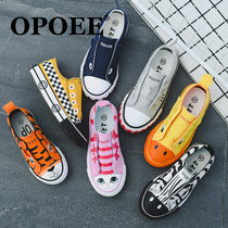 opoee childrens cloth shoes board shoes graffiti boys canvas shoes a pedal womens shoes baby shoes spring and autumn animals