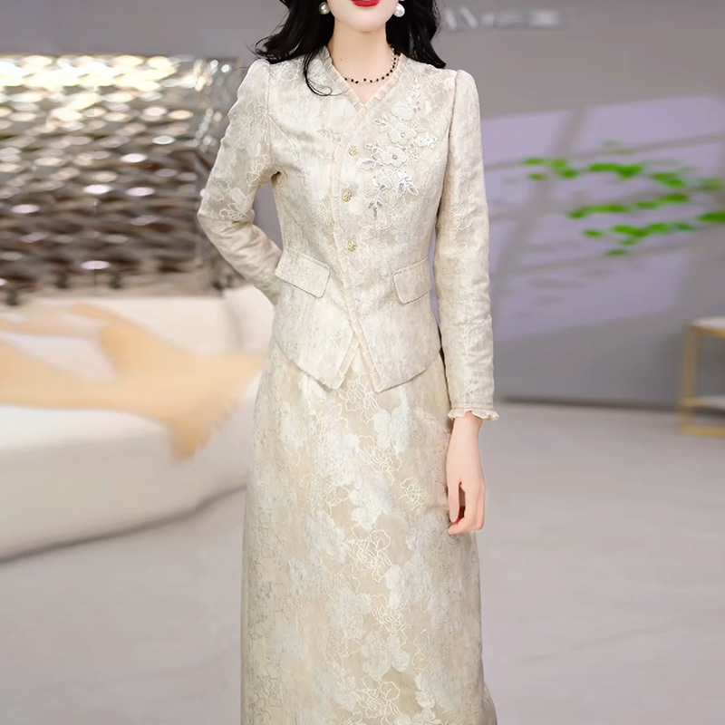 Tweed Style Suit Dress 2026 New Women's Spring and Autumn Trendy Elegant Mother's High-End Two-Piece Dress Set