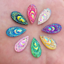 10x 20mm multi-color hand seam flat bottom 2 hole water drop shaped diamond jewelry clothing accessories rhinestone material 50 pieces