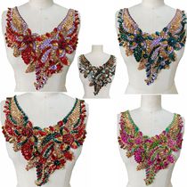 Heavy industry beading shiny bead embroidery multi-color lace sequins accessories costume performance clothing ethnic style collar decoration
