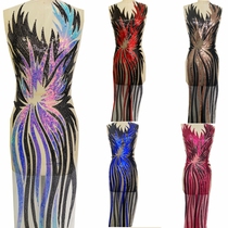 Multi-color sequin mesh embroidery large flower patch clothing dress performance clothing two-color accessories red black white and gold