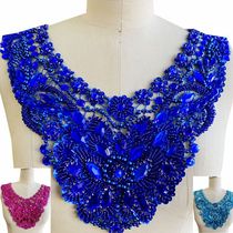 Heavy work sewn multi-color bright drilling bright sheet lace with flower gown acting out of suit l round neckline luxurious decorative patch accessories