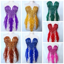 Luxurious dress applique handmade ostrich feather rhinestone flower patch sequin applique wedding dress decoration accessories