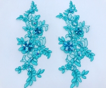 Lake Blue Nail Pearl Water Drill Solid Flower Lace Applie Flower Child Decoration Clothing Pair Flowers Lace Accessories