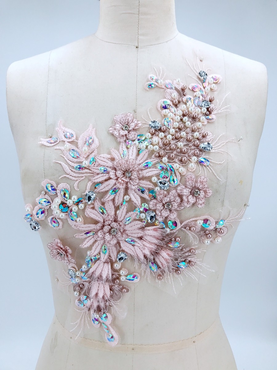 New upscale colorful nail beading water drill solid lace applie with flower side acting out of a dance suit with flower accessories