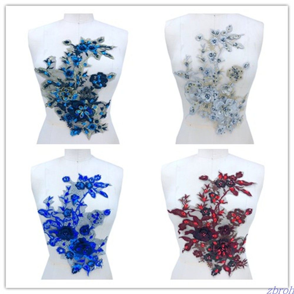 High-grade colorful bead embroidery lace three-dimensional lace lace decoration clothing patch accessories 33x25cm