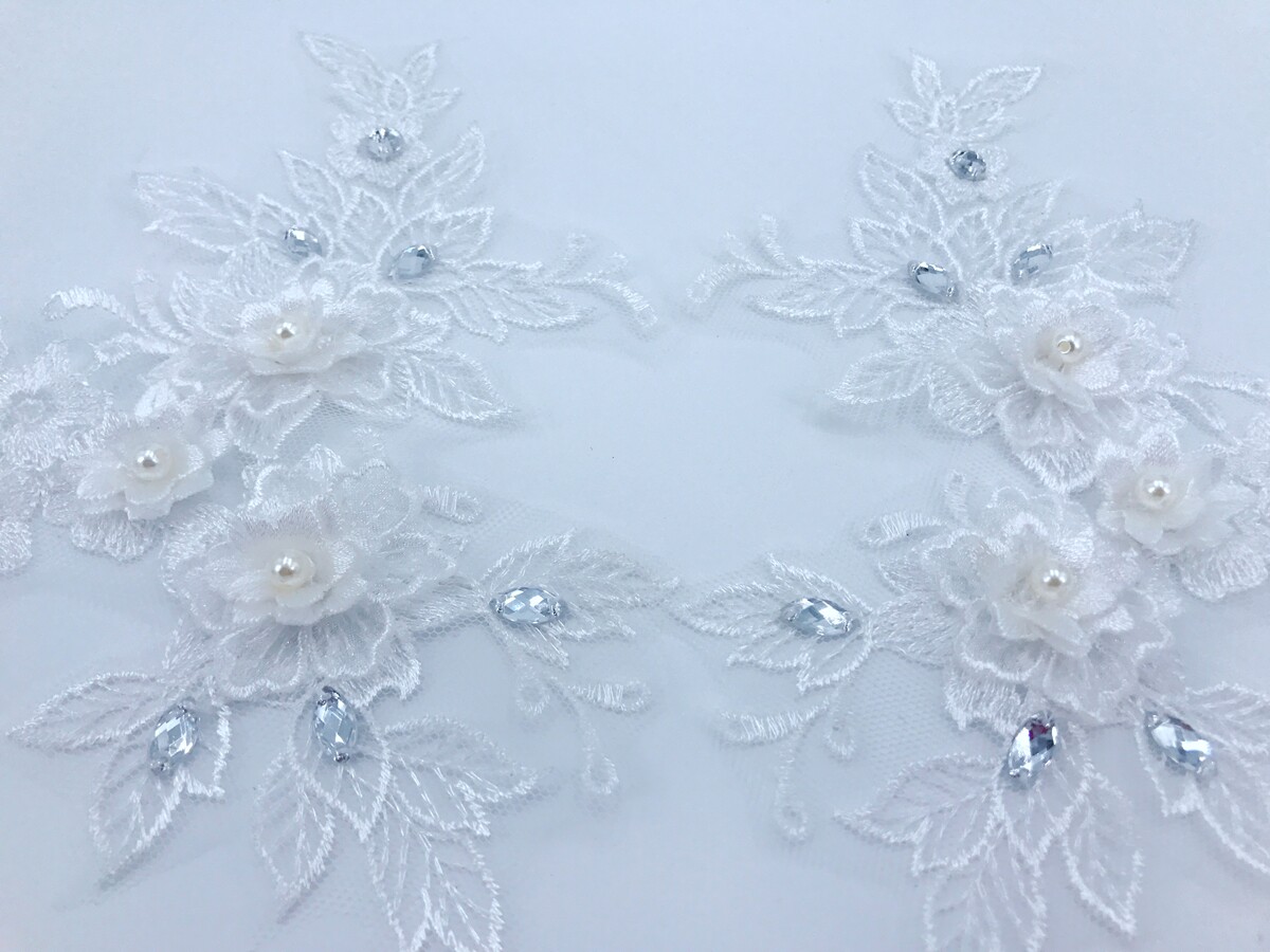 Ben White Handmade Nail Beads Lace Solid Flowers Bridal Wedding Dress Heads Yarn Material Clothing Clothes Lace Accessories