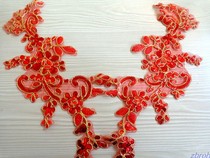 Red sequin lace lace lace applie to flower wedding dresses headwear lace bridal headwear material lace floral side accessories