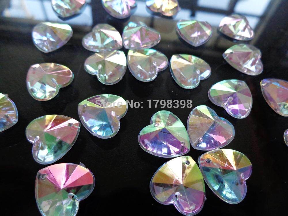 Acrylic Heart-shaped AB Polychrome Hand Sewn flat bottom clothes Diamond DIY Decorative Accessories Accessories 14mm50