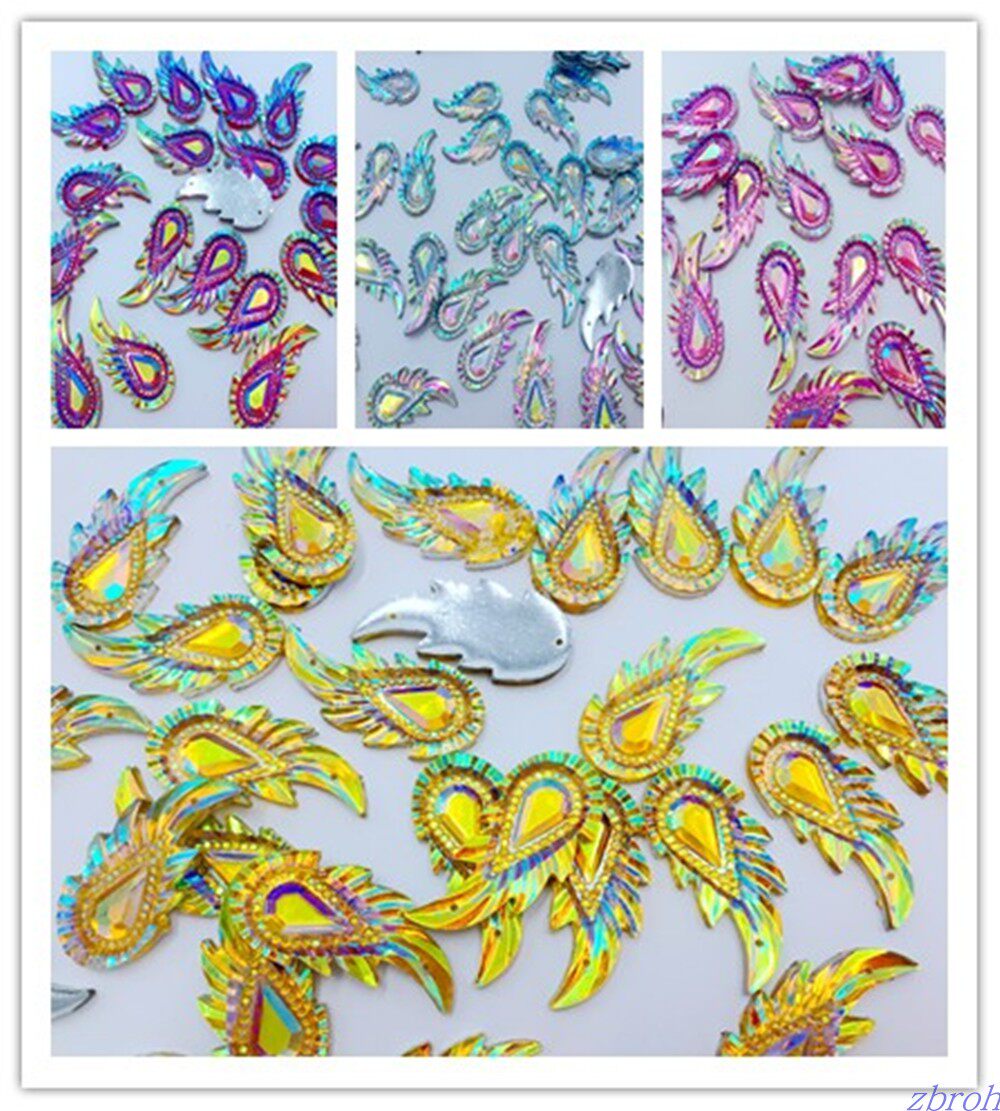 Gold Red Powder Water Drill 36x18mm2 Hole Resin Drill Hand-sewn Water Drilling DIY clothes bag Decorative Accessories Accessories