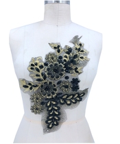 Black Phnom Penh embroidered lace water drill with flowers 35 x22 cm Clothing Mending Piece to serve DIY accessories