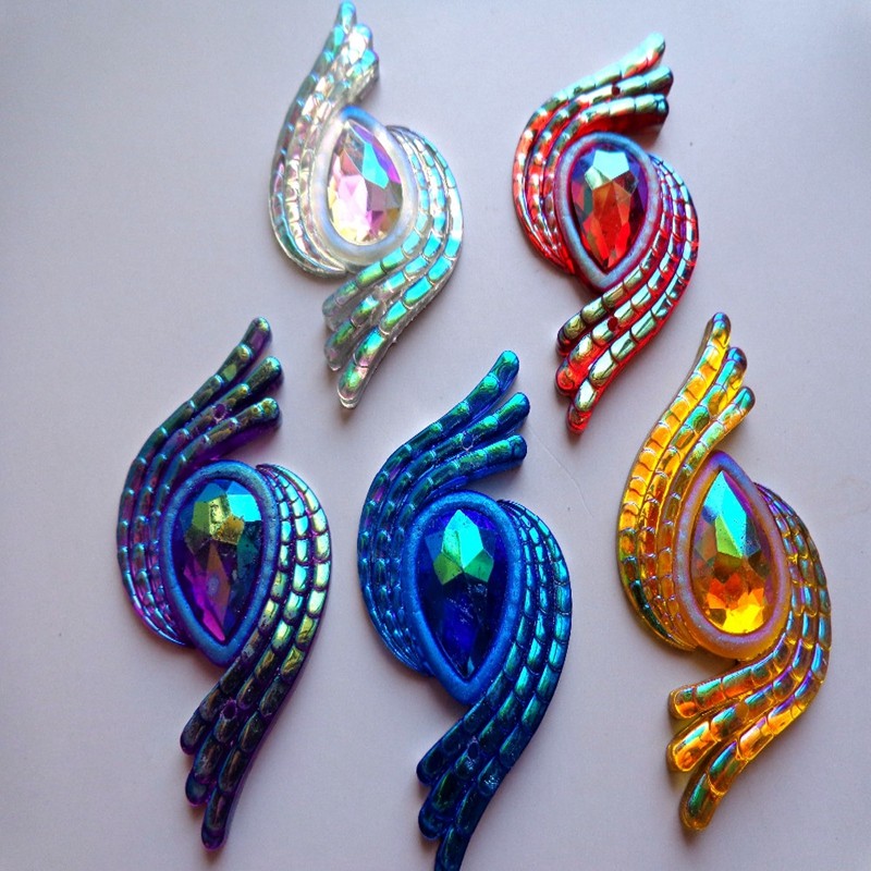 45*25mm S-shaped resin hand-stitched DIY decorative drill Red, blue and purple clothes decoration accessories