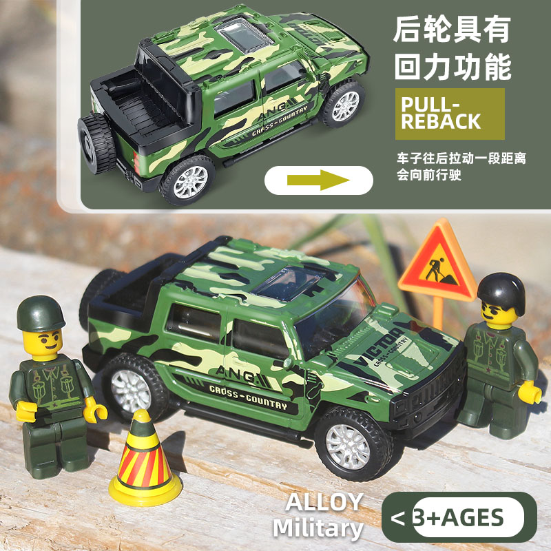 Children's toy car Alloy toy car model Alloy simulation pullback car Military off-road vehicle Boy toy