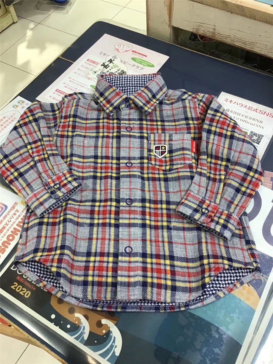 Country now overt price miki double faced with plaid parenting shirt 13-5301-821 13-5371-820