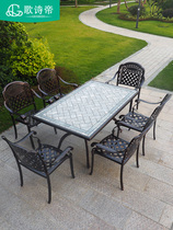Outdoor table and chairs patio European-style cast aluminium Three-five pieces Terrace Open-air Outdoor Garden Net Red Furniture Balcony Leisure
