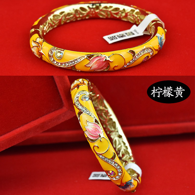 Vòng đeo tay cloisonne đặc biệt Bắc Kinh cũ rỗng phụ nữ tốt để gửi cho bạn bè món quà sinh nhật mẹ - Vòng đeo tay Cuff vòng băng ngọc thủy tảo neja