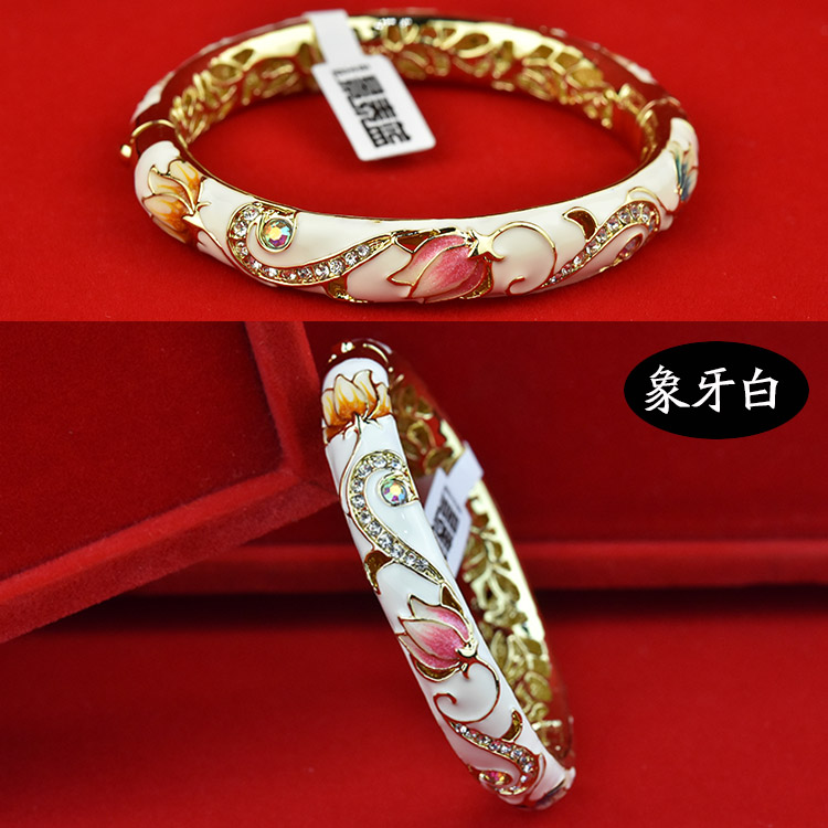 Vòng đeo tay cloisonne đặc biệt Bắc Kinh cũ rỗng phụ nữ tốt để gửi cho bạn bè món quà sinh nhật mẹ - Vòng đeo tay Cuff vòng băng ngọc thủy tảo neja