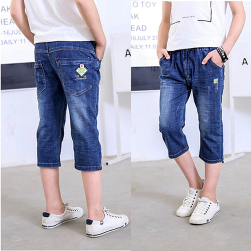 quần bé trai 9 trẻ em denim quần short mùa hè quần bảy điểm mỏng quần lỏng lẻo cậu bé quần ngựa thường 6 tuổi.