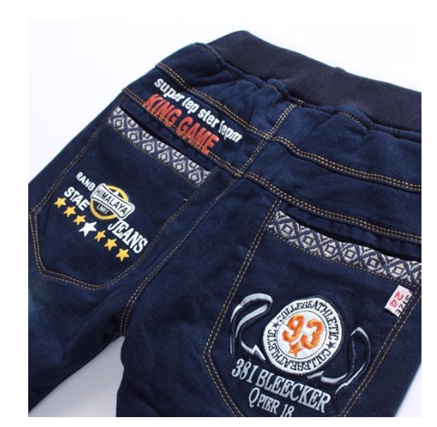 Quần jeans bé trai cộng với quần nhung trẻ em dày 2018 quần áo cho bé