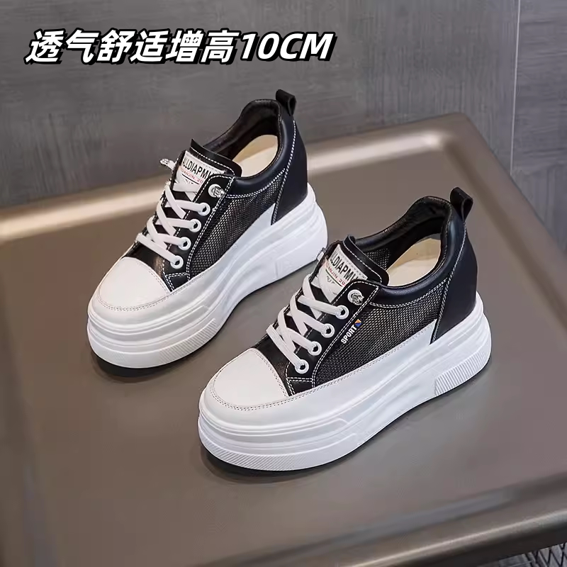 Genuine Leather Inner Height Increase of 10cm White Sneakers for Women 2026 New Thick-Soled Casual Lightweight Platform Shoes That Make You Look Taller and Breathable Women's Shoes Genuine Leather Inner Height Increase of 10cm White Sneakers for Women 2026 New Thick-Soled Casual Lightweight Platform Shoes That Make You Look Taller and Breathable Women's Shoes
