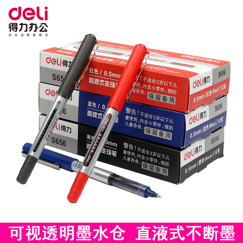 Able Disposable Middle Pen Wholesale Korea Straight Liquid Type Brief Signature Pen Black Student Water-based Pen Office Use