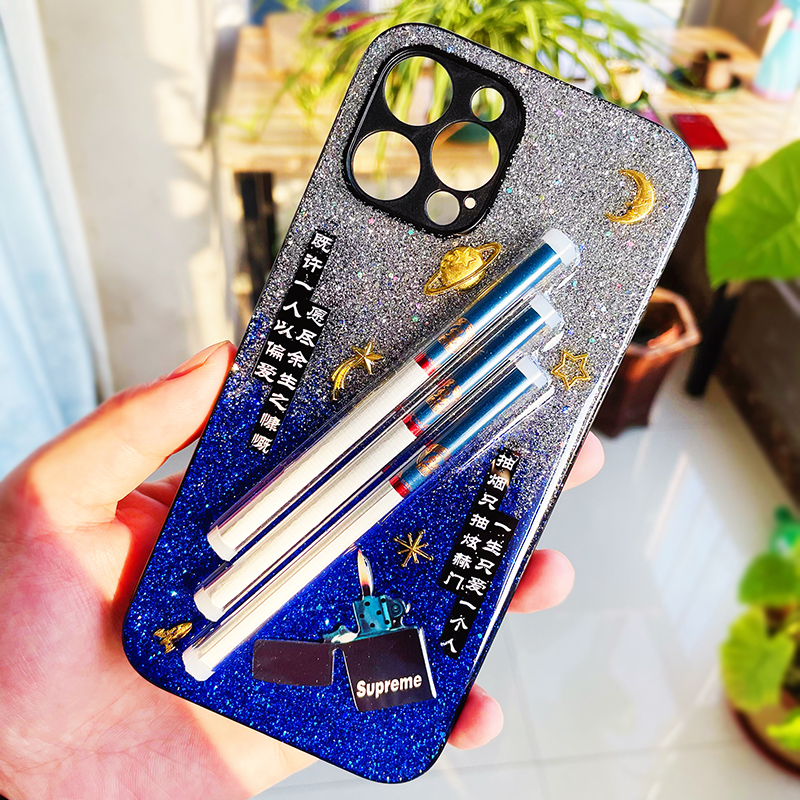 Xuanhemen Phone Case Suitable for Apple 16 Pro Max, Handmade with Resin, Personalized Couple Style, 15 Plus, Cool and Trendy, Popular on Social Media, 13 Three-Dimensional Wine Bottle Cigarette Case, 16 High-End, Full Coverage