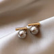 French Clay May Niche Hemp Balance Beam Pearl Earrings for Women, Vintage High-End Earrings, Small Ear Accessories