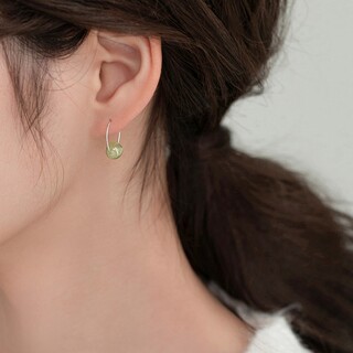 British Dura Walk Hetian Jade Earrings for Women, Niche Design Earrings, Sterling Silver Earrings, Elegant Retro Earrings